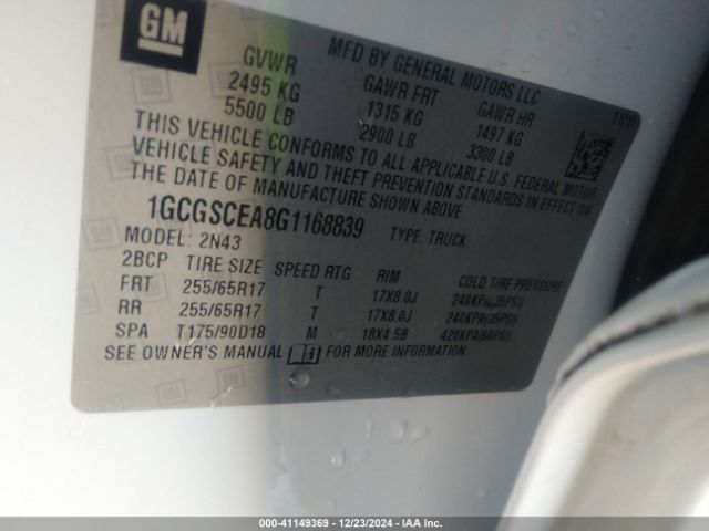 1GCGSCEA8G1168839 Chevrolet Colorado Lt