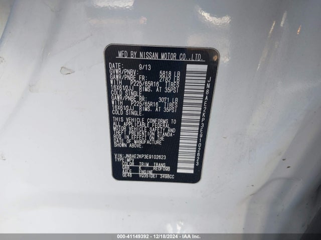 Nissan QUEST S 2014 JN8AE2KP3E9102623 Image 9