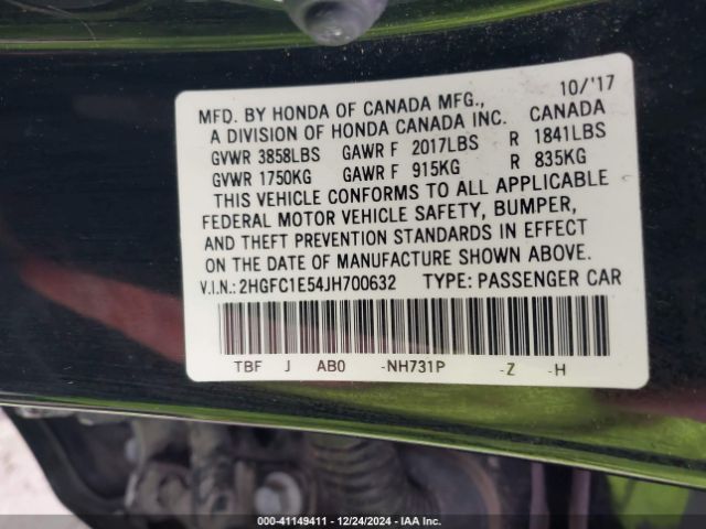 2HGFC1E54JH700632 Honda CIVIC SI