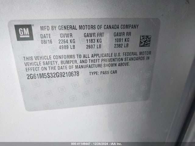 2016 CADILLAC XTS 2G61M5S32G9210678 Photo 8