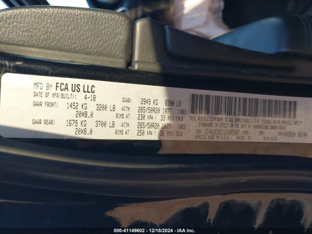 1C4RJEAG1JC402607 Jeep Grand Cherokee Altitude 4x2