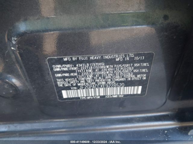 JF2GPACCXE9228520 Subaru Xv Crosstrek 2.0i Premium
