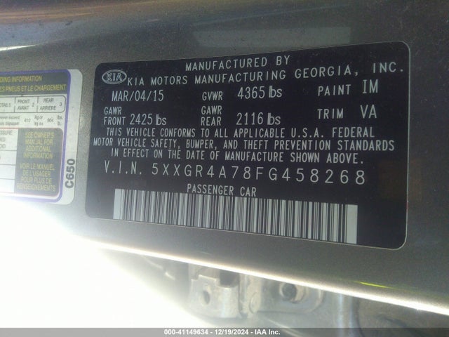 KIA OPTIMA SX 2015 5XXGR4A78FG458268 Image 9