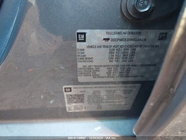 3GCPWCED9MG145436 Chevrolet Silverado 1500 2wd  Short Bed Lt