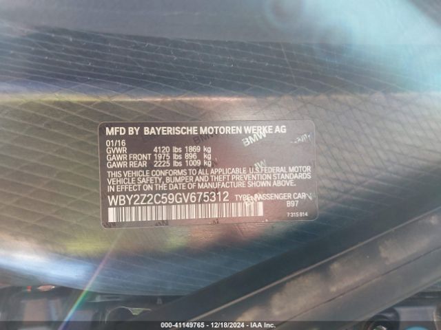 WBY2Z2C59GV675312 BMW I8