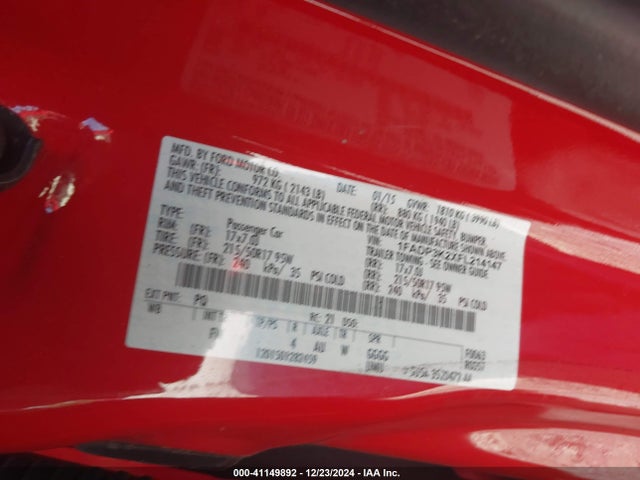 Ford FOCUS SE 2015 1FADP3K2XFL214147 Image 9