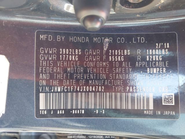 JHMFC1F74JX004782 Honda Civic Ex-l