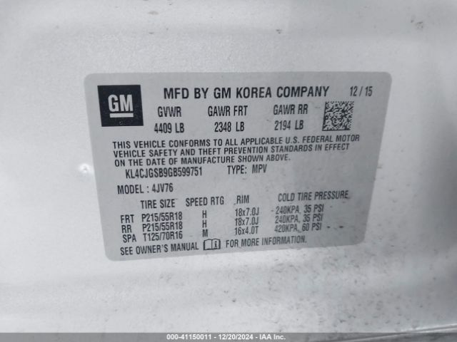 KL4CJGSB9GB599751 Buick Encore Leather