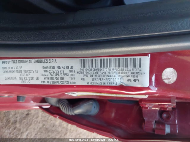 Fiat 500l Easy 2014 ZFBCFABH8EZ020183 Image 9