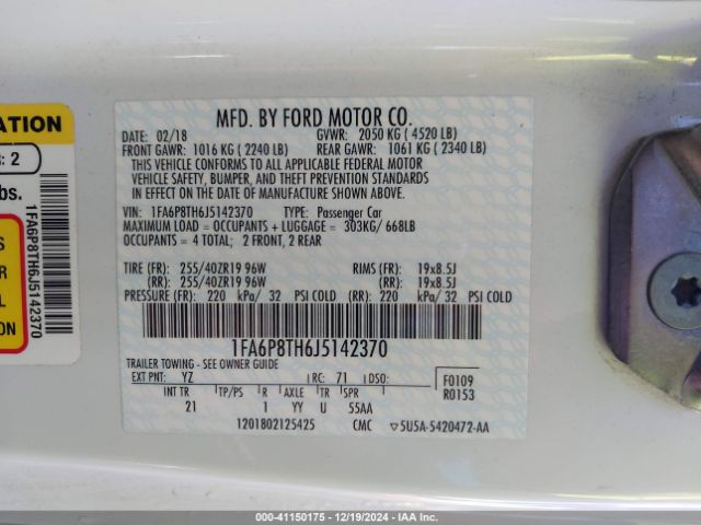 1FA6P8TH6J5142370 Ford Mustang Ecoboost