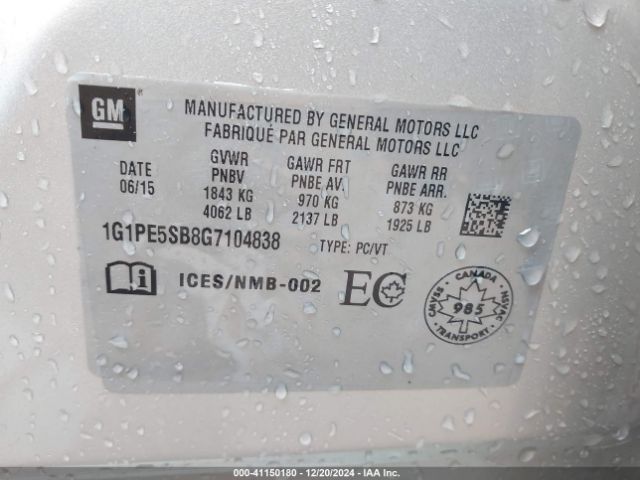 1G1PE5SB8G7104838 Chevrolet Cruze Limited 1lt Auto