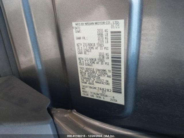 5N1AT3BA1MC768282 Nissan Rogue Sv Fwd