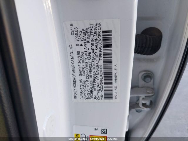 1HGCV2F98JA037309 Honda Accord Touring 2.0t