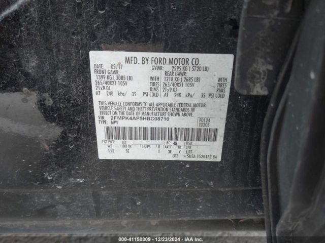 2FMPK4AP5HBC08716 Ford EDGE SPORT