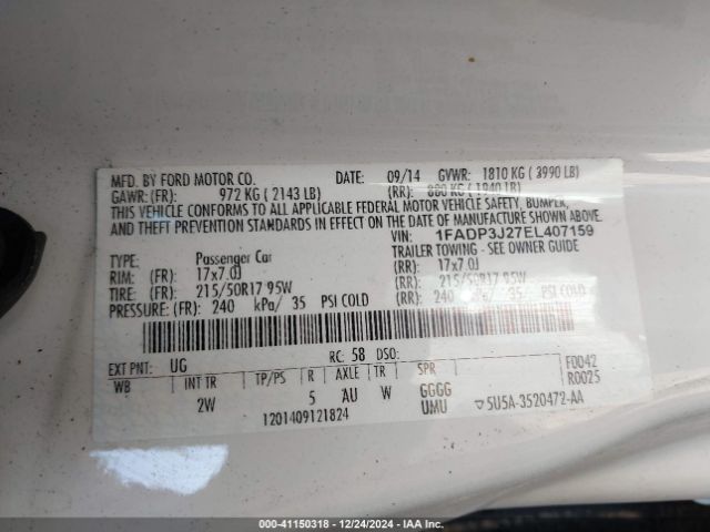 1FADP3J27EL407159 Ford Focus Titanium