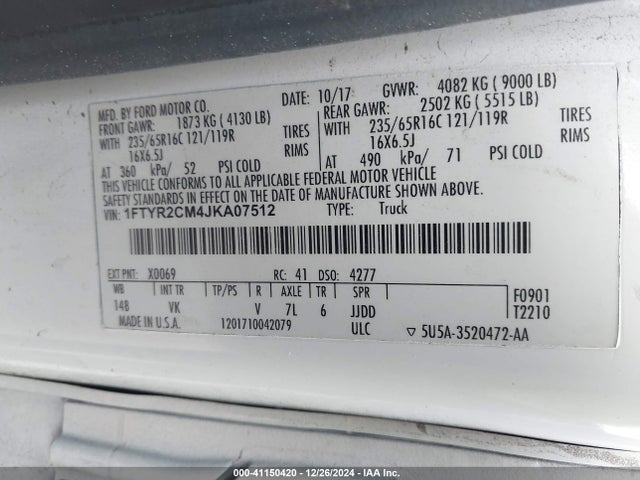 Ford Transit-250 2018 1FTYR2CM4JKA07512 Image 9