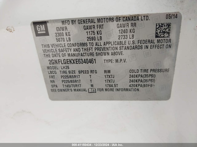 2GNFLGEKXE6340461 Chevrolet Equinox 2lt