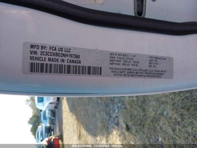 2C3CDXBG3NH197368 Dodge Charger Sxt Rwd