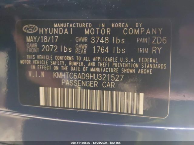 KMHTC6AD9HU321527 Hyundai Veloster