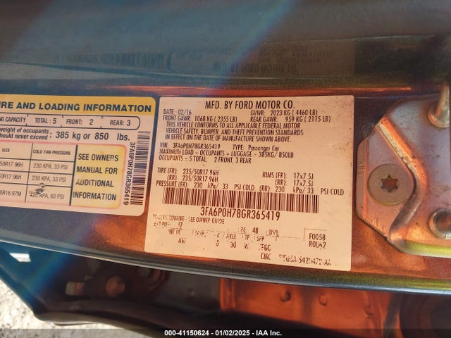 3FA6P0H78GR365419 Ford FUSION SE