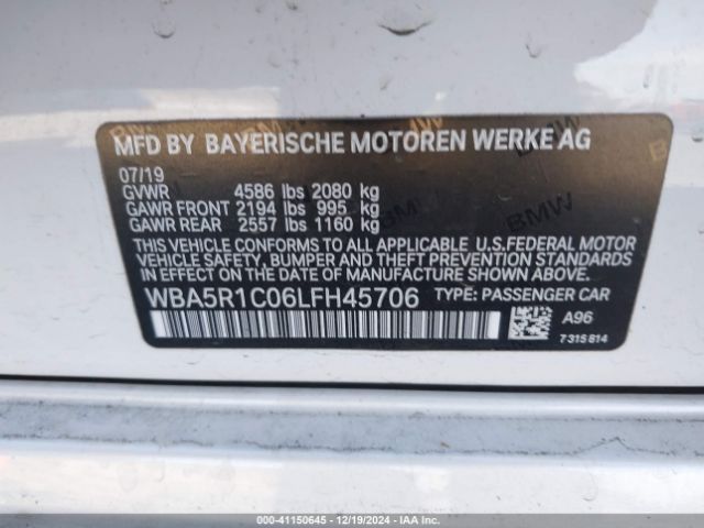 WBA5R1C06LFH45706 BMW 330I