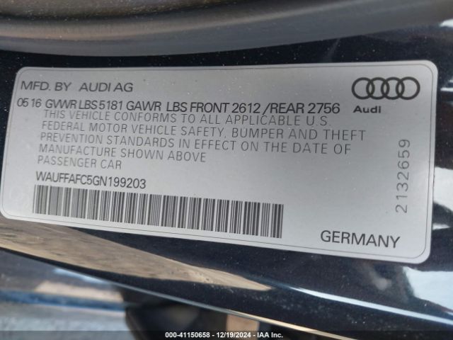 WAUFFAFC5GN199203 Audi A6 2.0t Premium
