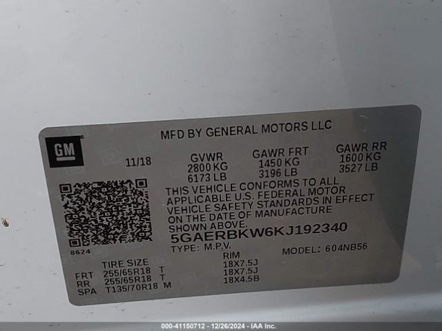 5GAERBKW6KJ192340 Buick Enclave Fwd Essence