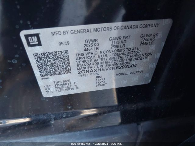 2GNAXHEV4K6293504 Chevrolet EQUINOX LS