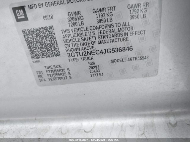 3GTU2NEC4JG536846 GMC Sierra 1500 Slt