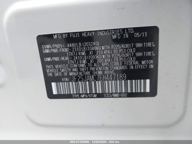 JF2SJAMC7EH447189 Subaru Forester 2.5i Touring