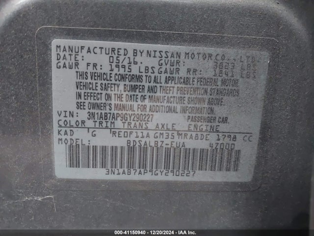Nissan SENTRA S 2016 3N1AB7AP9GY290227 Image 9