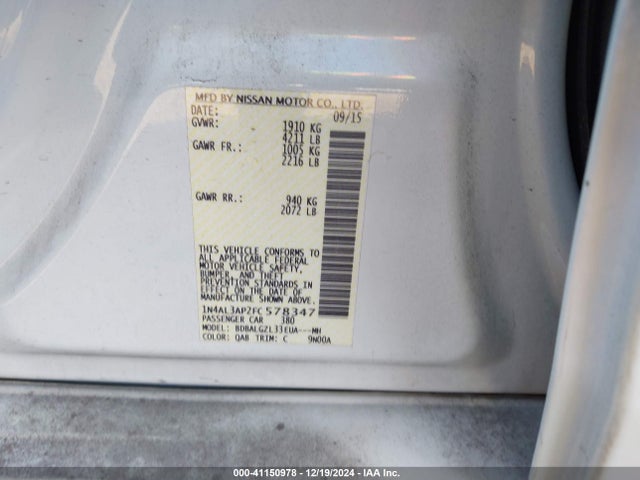 Nissan Altima 2.5 S 2015 1N4AL3AP2FC578347 Image 9