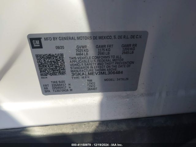 3GKALMEV3ML306484 GMC Terrain Fwd Sle