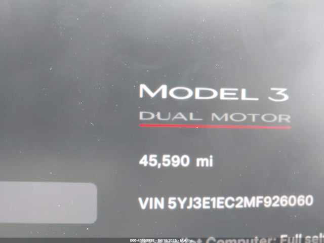 5YJ3E1EC2MF926060 Tesla Model 3 Performance Dual Motor All-wheel Drive