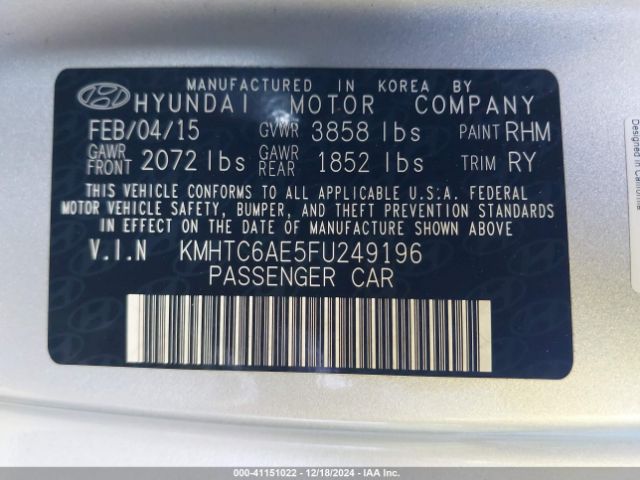 KMHTC6AE5FU249196 Hyundai Veloster Turbo