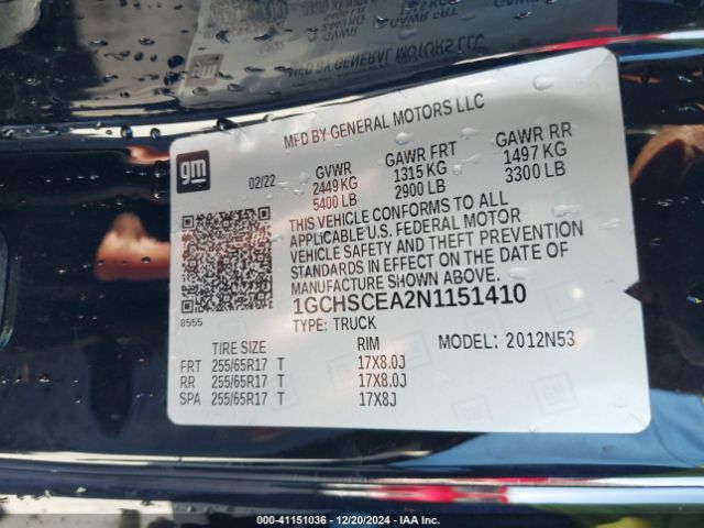 1GCHSCEA2N1151410 Chevrolet Colorado 2wd  Long Box Lt
