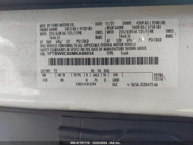 1FTBW9C80MKA98034 Ford Transit-350