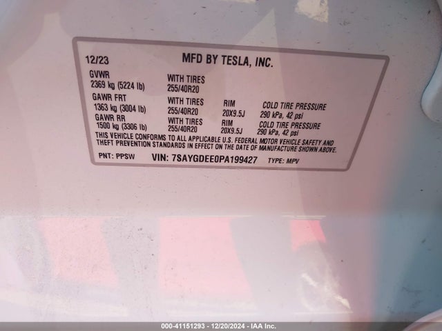 2023 TESLA MODEL Y 7SAYGDEE0PA199427 Photo 8