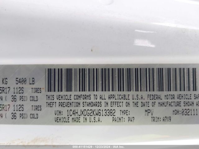 1C4HJXDG2KW613382 Jeep Wrangler Unlimited Sport 4x4