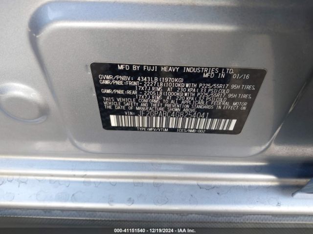 JF2GPABC4G8254041 Subaru Crosstrek 2.0i Premium