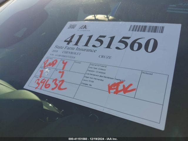 1G1BF5SM3J7131526 Chevrolet Cruze Premier Auto