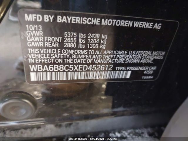 WBA6B8C5XED452612 BMW 640i Gran Coupe Xdrive