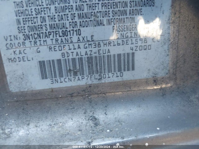 Nissan Versa 1.6 S+ 2015 3N1CN7AP7FL901710 Image 9