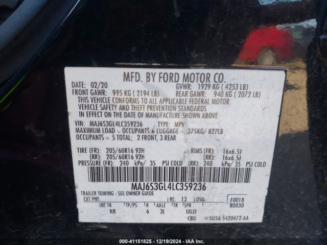 MAJ6S3GL4LC359236 Ford Ecosport Se