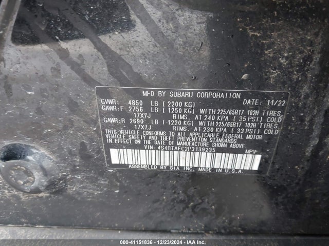 4S4BTAFC2P3139235 Subaru Outback Premium