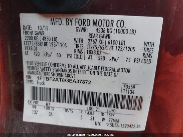 Ford F-250 Xlt 2016 1FTBF2AT8GEA37872 Image 9