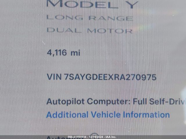 7SAYGDEEXRA270975 Tesla Model Y Long Range Dual Motor All-wheel Drive