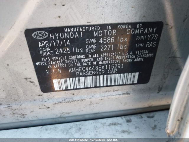 KMHEC4A43EA115291 Hyundai SONATA HYBRID