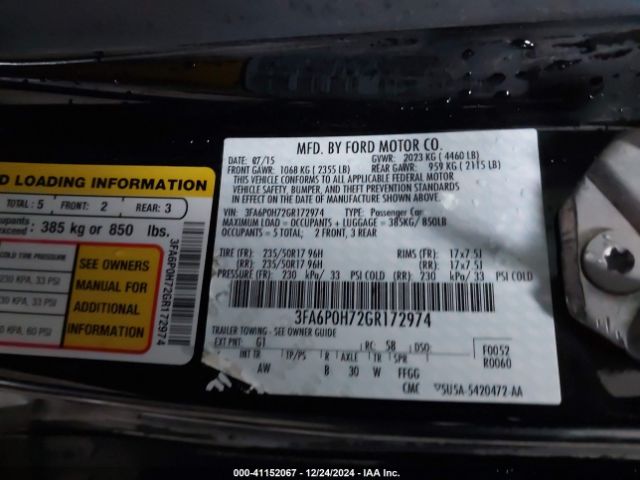 3FA6P0H72GR172974 Ford FUSION SE