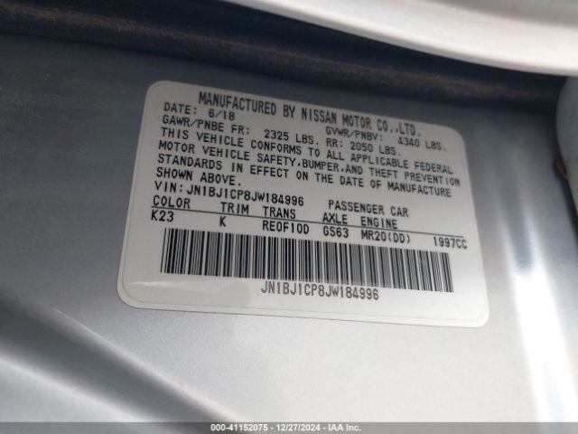 JN1BJ1CP8JW184996 Nissan Rogue Sport Sv